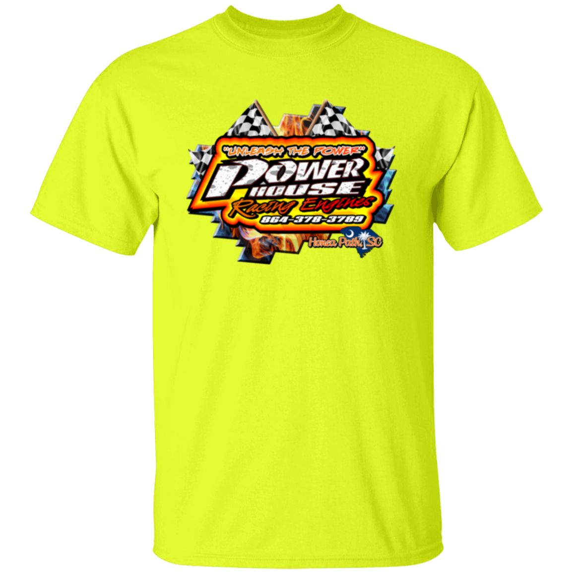 Safety Yellow Powerhouse Racing Engines Tee