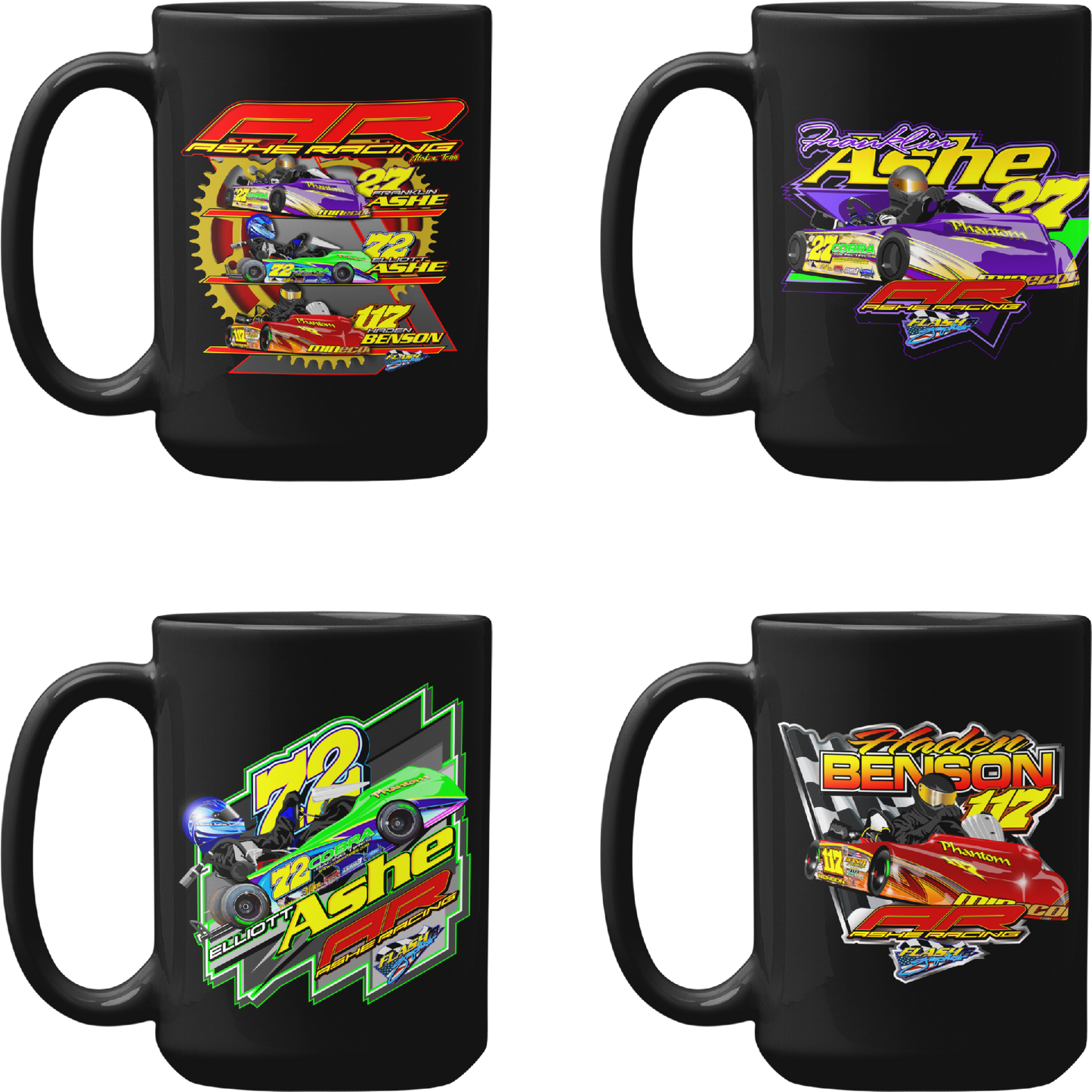 All 4 Ashe Racing Mugs